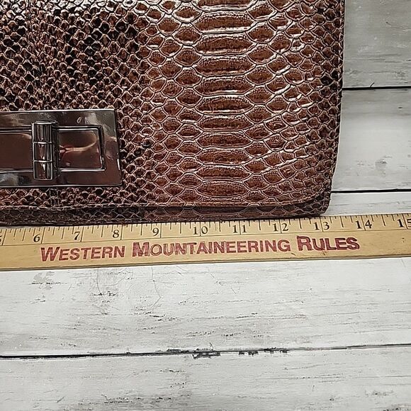 Lulu Townsend Faux Brown Snakeskin Chain Shoulder/Clutch Bag Silver Hardware - Picture 3 of 8